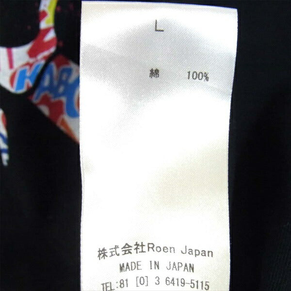 ROEN ロエン ロゴ ペイント スカル プリント 半袖 クルーネック 半袖Tシャツ ブラック系 L【美品】【中古】