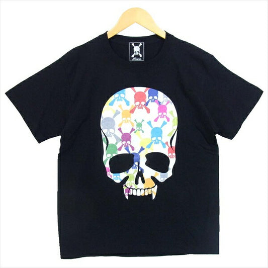 ROEN ロエン 52047013 MULTI COLOR SKULL SS Tee マルチスカル カラープリント 半袖 クルーネック Tシャツ ブラック系 M【美品】【中古】