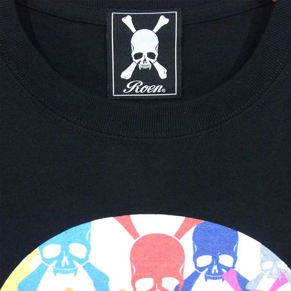 ROEN ロエン 52047013 MULTI COLOR SKULL SS Tee マルチスカル カラープリント 半袖 クルーネック Tシャツ ブラック系 M【美品】【中古】