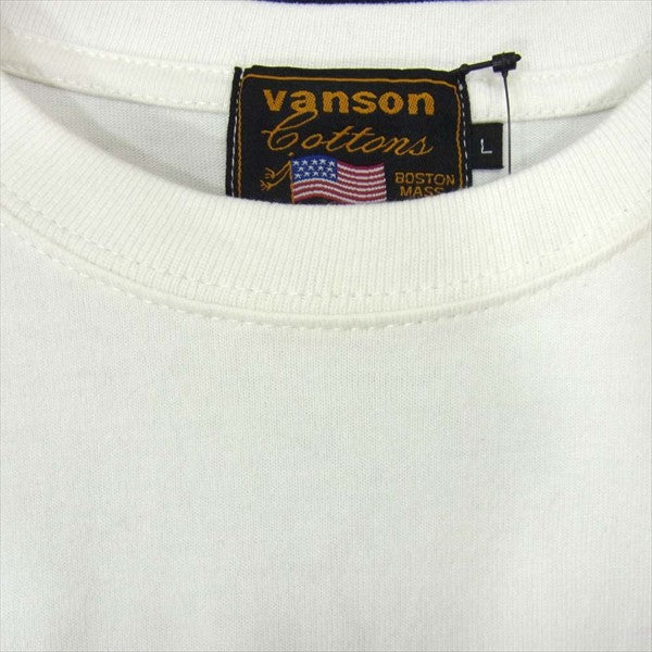 VANSON バンソン LTV-823 LOONEY TUNES ルーニー・テューンズ 刺繍 半袖 Tシャツ 白系 L【新古品】【未使用】【中古】
