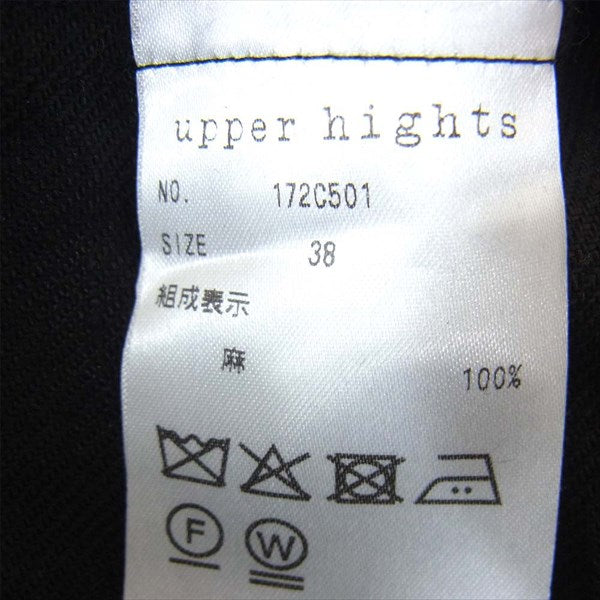 アッパーハイツ 172C501 リネン チェスター 無地 レディース コート ブラック系 38【中古】