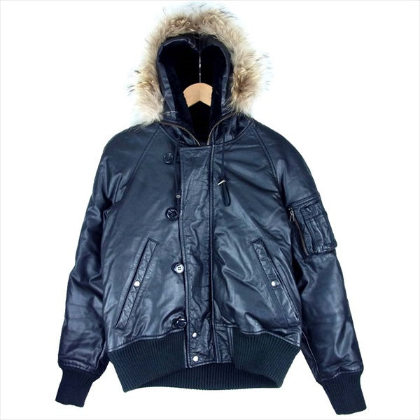 リューグーレザーズ N-2B 馬革 ホースハイド  レザー ジャケット 黒系 L【中古】