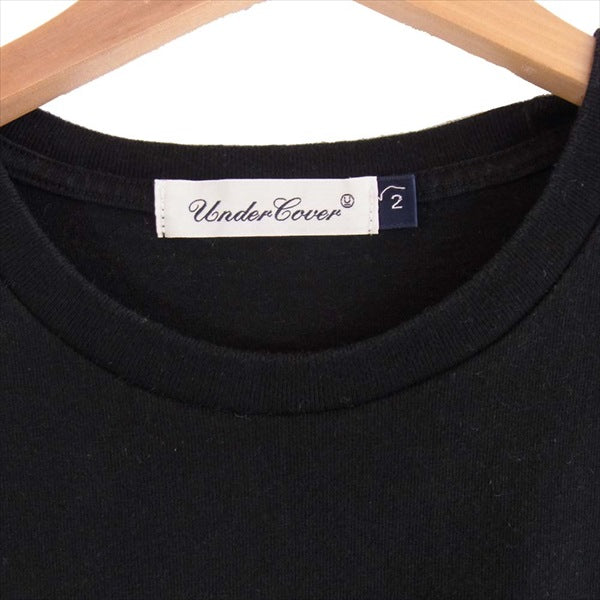 UNDERCOVER アンダーカバー 胸ロゴ バックプリント 半袖 メンズ コットン 日本製 Tシャツ 黒系 2【中古】