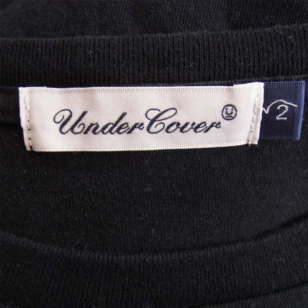 UNDERCOVER アンダーカバー 胸ロゴ バックプリント 半袖 メンズ コットン 日本製 Tシャツ 黒系 2【中古】