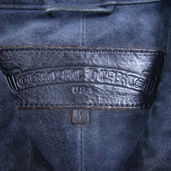 CHROME HEARTS クロムハーツ（原本無） ダガージップ スエード レザー ジャケット ネイビー系 1【中古】
