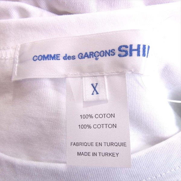 COMME des GARCONS SHIRT コムデギャルソンシャツ S28103-2 マルチカラーストライプ クルーネック Tシャツ 白系 X【新古品】【未使用】【中古】