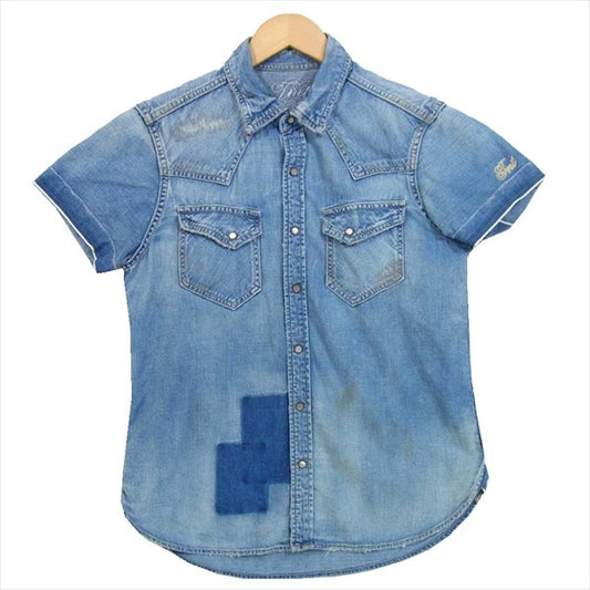 TMT ティーエムティー TSH-S1313 S/SL CRUSH DENIM SHIRT 13SS  クラッシュ 半袖 デニムシャツ ブルー系 M【中古】
