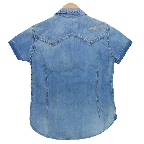 TMT ティーエムティー TSH-S1313 S/SL CRUSH DENIM SHIRT 13SS  クラッシュ 半袖 デニムシャツ ブルー系 M【中古】