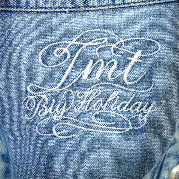 TMT ティーエムティー TSH-S1313 S/SL CRUSH DENIM SHIRT 13SS  クラッシュ 半袖 デニムシャツ ブルー系 M【中古】