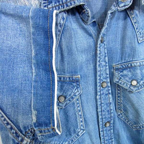 TMT ティーエムティー TSH-S1313 S/SL CRUSH DENIM SHIRT 13SS  クラッシュ 半袖 デニムシャツ ブルー系 M【中古】