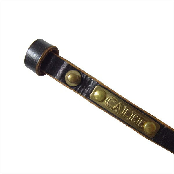 CALEE キャリー CL-14ST118 ナロー スタッズ レザー 真鍮 タグ 皮革 ブレスレット ダークブラウン系【中古】