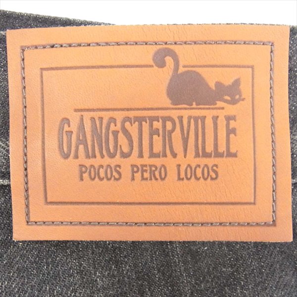 GANGSTERVILLE ギャングスタービル ヴィンテージ加工 ボタンフライ ストレート パンツ 黒系 L【美品】【中古】