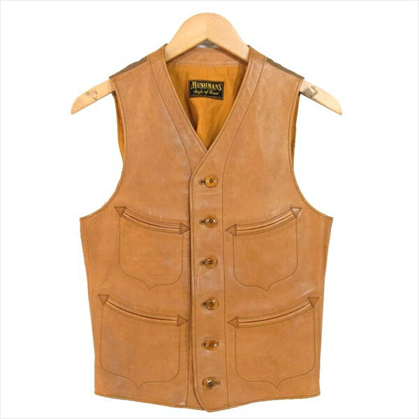 MASHMANS マッシュマンズ HORSE HIDE ホースハイド レザーベスト 馬革 日本製 ベスト ジレ ベージュ系 表記無し【中古】