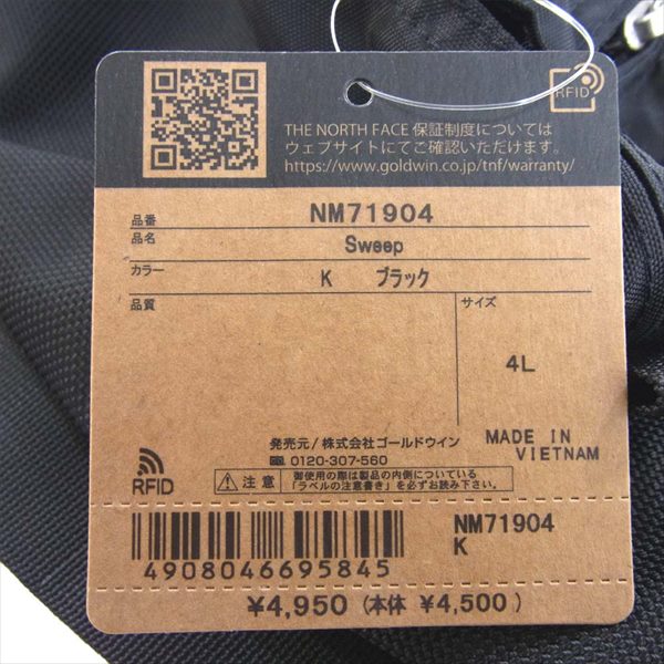 THE NORTH FACE ノースフェイス NM71904 SWEEP スウィープ ウエストポーチ バッグ ブラック系 ４L【新古品】【未使用】【中古】