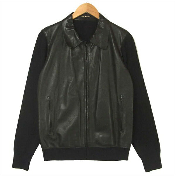 ケドゥヴァルミ 1175-343-0011 ニット切替 牛革 レザー ジャケット ブラック系 48【中古】