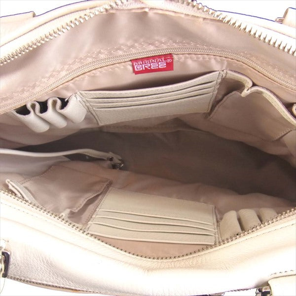 BREE ブリー Leather Boston bag レザー メンズ ボストンバッグ オフホワイト系【中古】