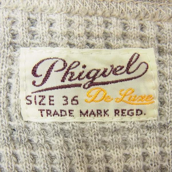 PHIGVEL フィグベル PMAC-CL01 クルーネック 長袖 ワッフルサーマルカットソー Tシャツ グレー系 6【美品】【中古】