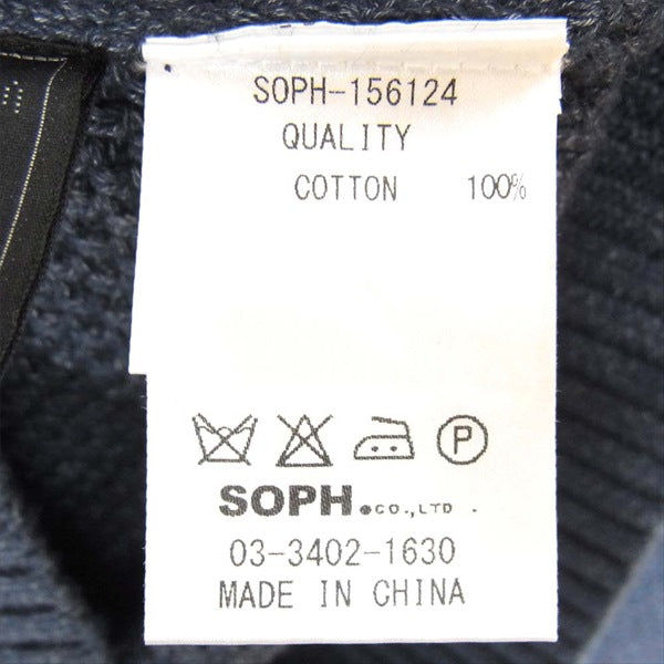 SOPHNET. ソフネット SOPH-156124 WAFFLE CREW NECK SWEATER ワッフル クルーネック セーター ニット ネイビー系 S【中古】