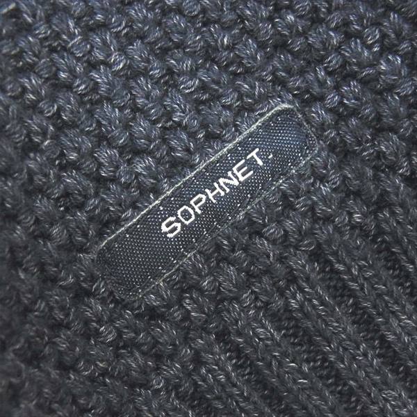 SOPHNET. ソフネット SOPH-156124 WAFFLE CREW NECK SWEATER ワッフル クルーネック セーター ニット ネイビー系 S【中古】