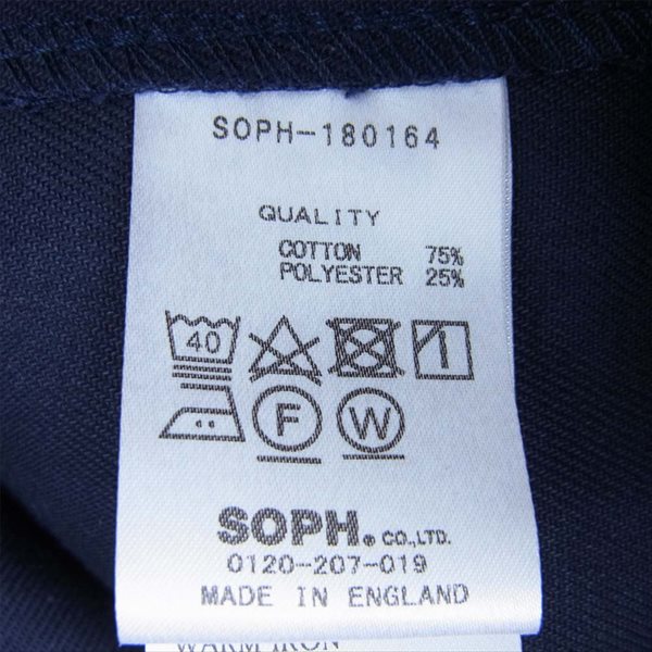 SOPHNET. ソフネット SOPH-180164 × ヤーモ Yarmo DUSTER COAT ステンカラー コート ネイビー系 38【美品】【中古】