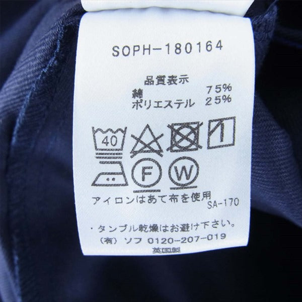 SOPHNET. ソフネット SOPH-180164 × ヤーモ Yarmo DUSTER COAT ステンカラー コート ネイビー系 38【美品】【中古】
