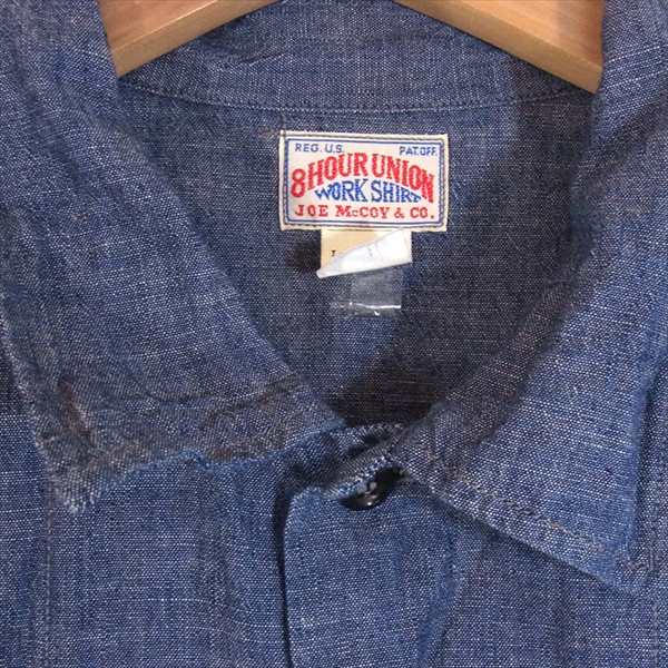 The REAL McCOY'S ザリアルマッコイズ 8 HOUR UNION シャンブレー ワーク 半袖シャツ インディゴブルー系 16【中古】