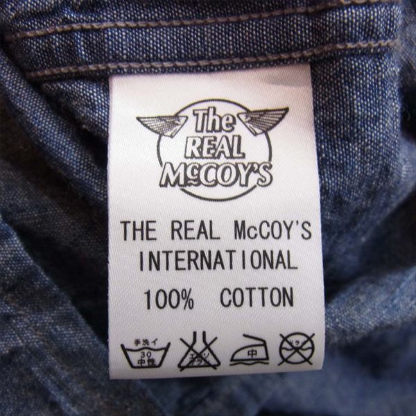 The REAL McCOY'S ザリアルマッコイズ 8 HOUR UNION シャンブレー ワーク 半袖シャツ インディゴブルー系 16【中古】