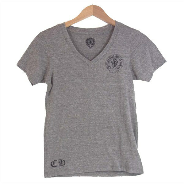CHROME HEARTS クロムハーツ（原本無） 国内正規品 レディース ダガー 星条旗 プリント Vネック 半袖 カットソー Tシャツ グレー系 XS【中古】