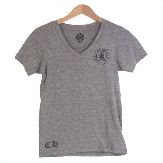 CHROME HEARTS クロムハーツ（原本無） 国内正規品 レディース ダガー 星条旗 プリント Vネック 半袖 カットソー Tシャツ グレー系 XS【中古】
