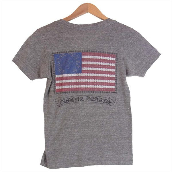 CHROME HEARTS クロムハーツ（原本無） 国内正規品 レディース ダガー 星条旗 プリント Vネック 半袖 カットソー Tシャツ グレー系 XS【中古】