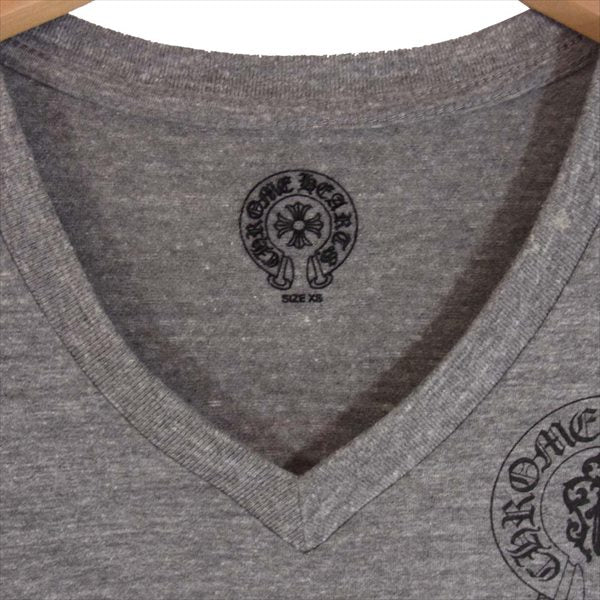 CHROME HEARTS クロムハーツ（原本無） 国内正規品 レディース ダガー 星条旗 プリント Vネック 半袖 カットソー Tシャツ グレー系 XS【中古】