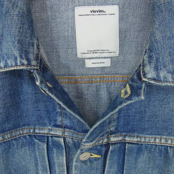 VISVIM ビズビム 0117105006003 17SS CHORE JKT PRIME DMGD 1st タイプ カバーオール デニム ジャケット インディゴブルー系 2【美品】【中古】