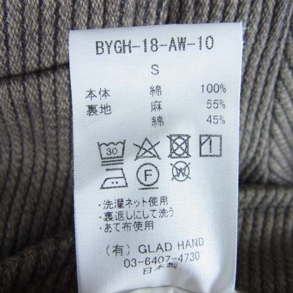 BY GLADHAND バイグラッドハンド BYGH-18-AW-10 18AW Migrant ミグラントジャケット ジャケット ブラウン系 S【新古品】【未使用】【中古】