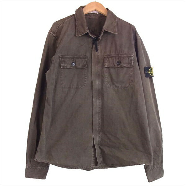 STONE ISLAND ストーンアイランド 5415118WN ジップ ワッペン ミリタリー ジャケット カーキ(オリーブグリーン)系 L【中古】