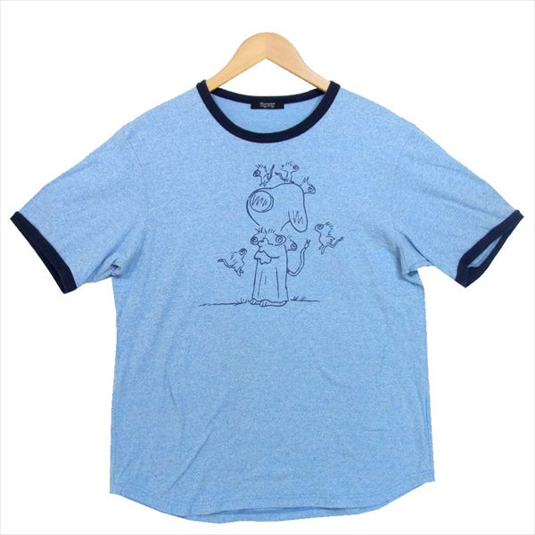UNDERCOVER アンダーカバー トリム リンガー 半袖Tシャツ プリント コットン パイピング Tシャツ 水色系 3【中古】