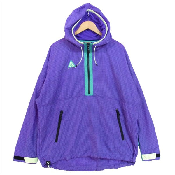 NIKE ナイキ 931907-560 ACG WOVEN HOOD ANORAK JACKET ハーフジップ ナイロンジャケット パープル系 L【中古】