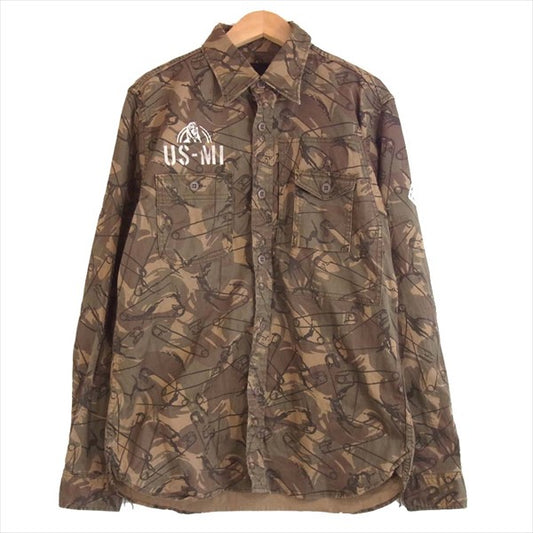 HYSTERIC GLAMOUR ヒステリックグラマー 0243AH06 US STENCIL pt 安全ピン カモ ミリタリー ジャケット カーキ(オリーブグリーン)系 L【中古】