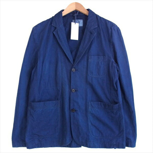 クオン 1701KWJ01 藍染 コットン リネン カバーオール ジャケット 紺系 L【美品】【中古】