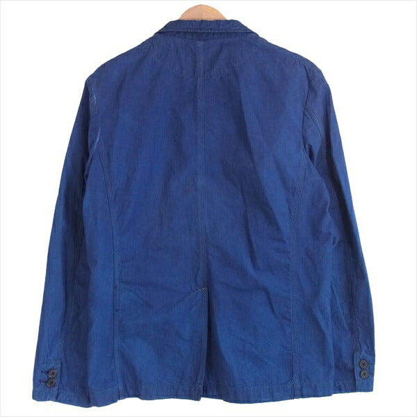 クオン 1701KWJ01 藍染 コットン リネン カバーオール ジャケット 紺系 L【美品】【中古】
