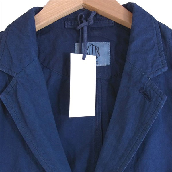 クオン 1701KWJ01 藍染 コットン リネン カバーオール ジャケット 紺系 L【美品】【中古】