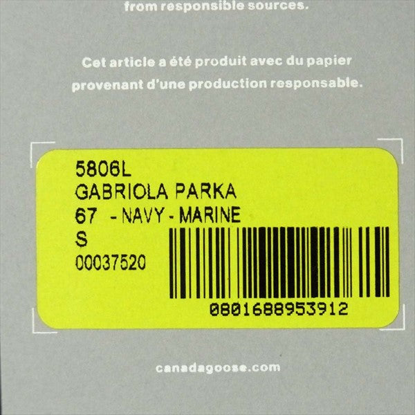 CANADA GOOSE カナダグース 国内正規品 サザビーリーグ 5806L カナダ製 ガブリオラパーカー レディース ダウンジャケット ネイビー系 S【新古品】【未使用】【中古】