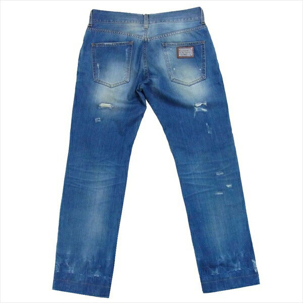 DOLCE&GABBANA ドルチェアンドガッバーナ ダメージ加工 イタリア製 デニム パンツ インディゴブルー系 48【中古】