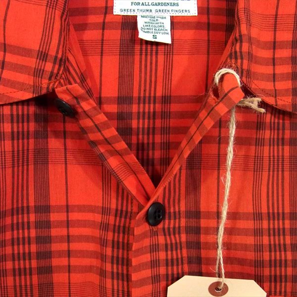 SASAFRAS ササフラス SF-191482 DIGS CREW HALF コットン リネン ハーフ シャツ ジャケット レッド系 S【中古】