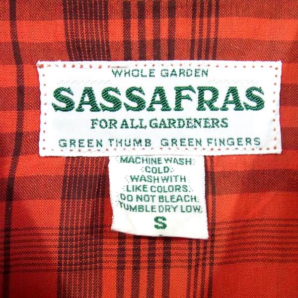 SASAFRAS ササフラス SF-191482 DIGS CREW HALF コットン リネン ハーフ シャツ ジャケット レッド系 S【中古】