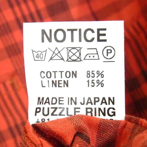 SASAFRAS ササフラス SF-191482 DIGS CREW HALF コットン リネン ハーフ シャツ ジャケット レッド系 S【中古】