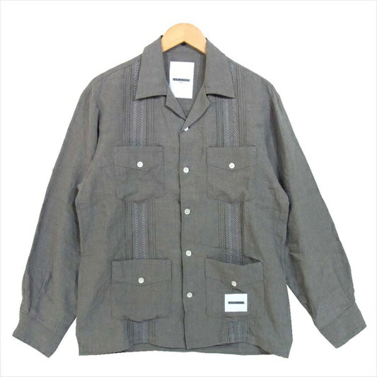 NEIGHBORHOOD ネイバーフッド 201SPNH-SHM02 20SS HABANA リネン キューバ シャツ 長袖シャツ グレー系 M【中古】