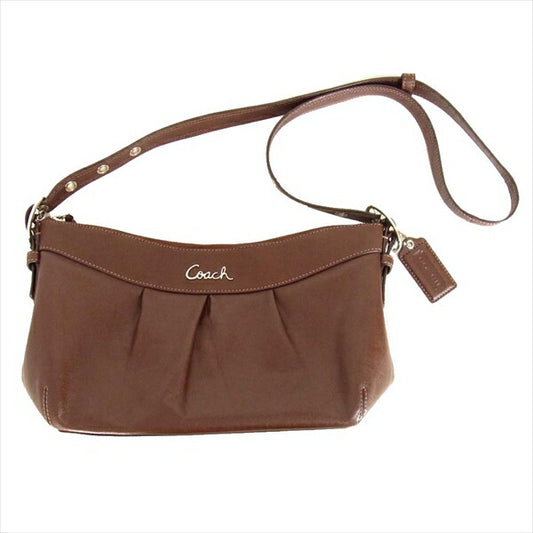 COACH コーチ F15512 アシュレイ レザー ロゴ ゴールド タック レディース ショルダーバッグ ブラウン系【中古】