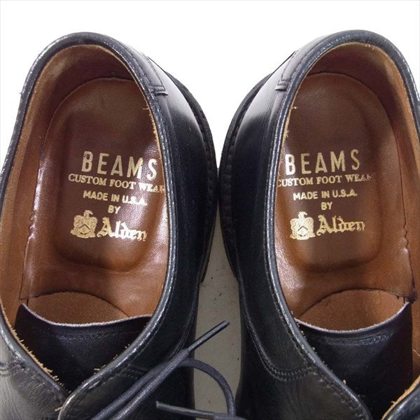 ALDEN オールデン 5551 × BEAMS レザー プレーントゥ ドレスシューズ ブーツ 黒系 UK8【中古】