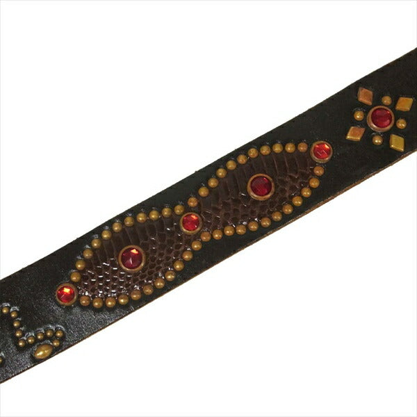 TENDERLOIN テンダーロイン × HTC T-STUDS 2ND ブランドロゴスタッズ レザーベルト ブラウン系【中古】