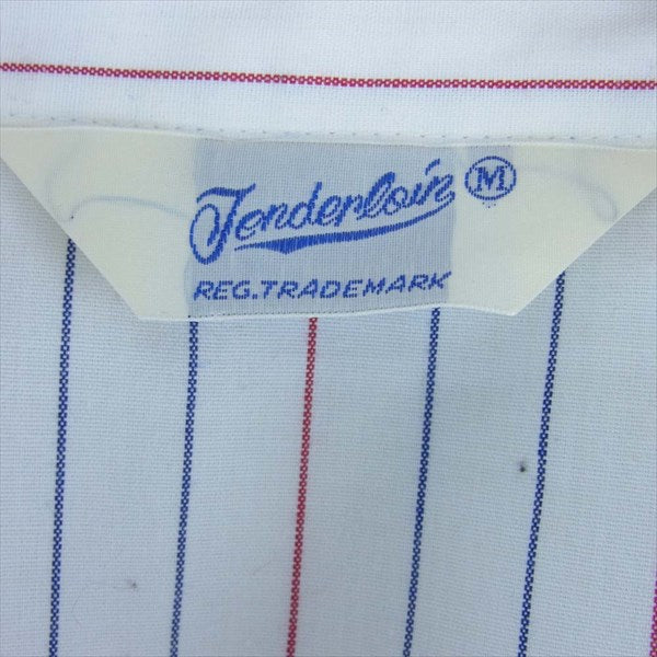 TENDERLOIN テンダーロイン ロゴワッペン ストライプ ワークシャツ 長袖シャツ 白系 M【中古】